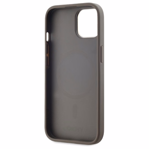 DKNY Ādas rūtainais mono raksts Magnētiskais viedtālruņa apvalks iPhone 15 Plus - bēša