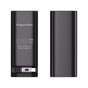 Kruger&Matz litija jonu ārējais akumulators ar QC un PD, 20000 mAh, 100 W