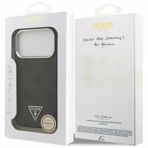 Guess Чехол для iPhone 17 Pro совместимый с MagSafe GUHMP17LP4TSRCMK (PU 4G W/Triangle Logo SL) чёрный