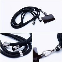 SWING (6mm) tālruņa siksniņa, tālruņa piekariņš ar regulējamu garumu / auklas garums 165 cm (maks. 82,5 cm cilpā) / uz pleca vai kakla – melns