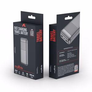 Melna ārējā baterija Maxlife MXPB-09, QC, PD, 65 W, 20 000 mAh