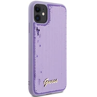 Guess Sequin Script Metal apvalks viedtālrunim iPhone 11 / Xr - violets