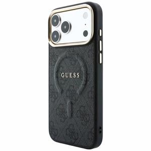 Guess Embossed 4G Classic MagSafe maciņš iPhone 17 Pro Max / 18 Pro Max, melns