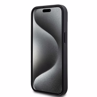 DKNY Ādas rūtainais mono raksts un drukātās svītras viedtālruņa apvalks iPhone 15 Plus / 14 Plus - melns