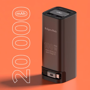 Kruger&Matz litija jonu ārējais akumulators ar QC un PD, 20000 mAh, 100 W