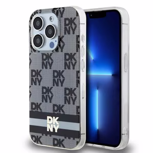 DKNY IML Žakarda mono raksts un drukātas svītras MagSafe apvalks viedtālrunim iPhone 14 Pro - melns