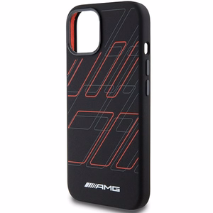 AMG silikona lielo rombu raksta magnētiskais viedtālruņa apvalks iPhone 15 Plus / 14 Plus - melns