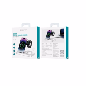 Devia bezvadu lādētājs 3in1 Smart 15W balts ar lampu