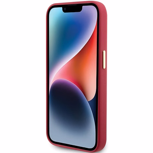 Guess Silicone Script Metal Logo & Frame viedtālruņa apvalks iPhone 15 Pro - sarkans