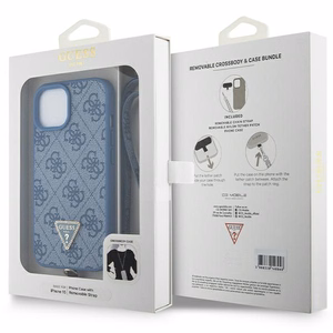 Guess GUHCP15SP4TDSCPB iPhone 15 6.1" zils/zils cietais viedtālruņa apvalks Crossbody 4G Metal Logo