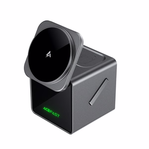 Acefast E34 22.5W 3-in-1 induktīvais lādētājs ar iebūvētu kabeli viedtālrunim un viedpulkstenim - pelēks