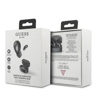 GUESS bezvadu austiņas bluetooth TWS + uzlādes stacija GUTWSJL4GBK melnas