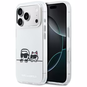 Karl Lagerfeld IML Karl & Choupette Peekaboo Logo MagSafe Maciņš for iPhone 17 Pro - balts