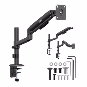 Ergo Office ER-691 B – monitora turētājs ar gāzes atsperi 17–32 collu ekrāniem, 1–10 kg, VESA līdz 100×100, matēti melns