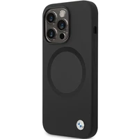 BMW BMHMP14XSILBK2 viedtālruņa apvalks iPhone 14 Pro Max 6.7" - melns Signature Liquid Silicone MagSafe