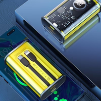 WEKOME WP-345 Vanguard Series - Power bank 10000 mAh Fast Charging with built-in USB-C & Lightning PD 20W kabelis + QC 22.5W (dzeltens)