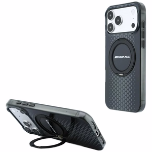Mercedes AMG IML Double Layer Urban Line vāciņš modelim iPhone 18 Pro Max / 17 Pro Max, ar gredzenu-statīvu, saderīgs ar MagSafe – melns