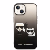 Karl Lagerfeld KLHCP14STGKCK iPhone 14 6,1 "cietais apvalks melns / melns Gradients Ikonik Karls & Choupette