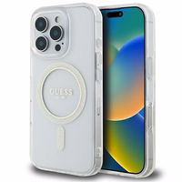 Guess IML Glitter Circle Magnētiskais apvalks iPhone 16 Pro Max - caurspīdīgs
