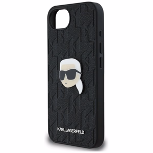 Karl Lagerfeld Monogram Karl Head Pin viedtālruņa apvalks iPhone 16e - melns