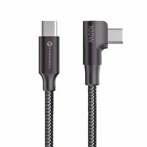 Kabelis USB C uz USB C Forcell F-Energy QC4.0 PD 5A 100W Cafule 90° 1,2 m CC-1Deg melns