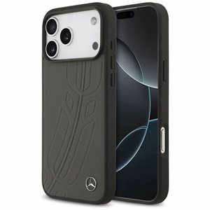 Mercedes Leather Large Laurel Leave MagSafe Чехол для iPhone 17 Pro Max - чёрный и серый