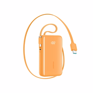 Joyroom JR-PR2 35W 10000mAh Powerbank ar Iebūvētiem USB-C un Lightning Kabeļiem - Oranžs
