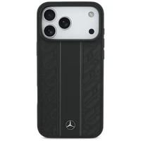 Mercedes Ādas Lauru lapu joslas Magnētiskais apvalks viedtālrunim iPhone 17 Pro Max - melns