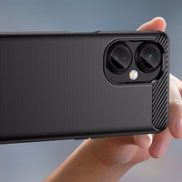 Carbon viedtālruņa apvalks OnePlus Nord CE 3 elastīgs silikona oglekļa apvalks melns