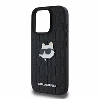 Karl Lagerfeld Monogram Choupette Head Pin viedtālruņa apvalks iPhone 16 Pro - melns