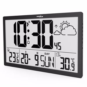 Īpaši liels LCD sienas pulkstenis GreenBlue GB218 ar meteoroloģisko staciju, temperatūras un datuma rādījumu