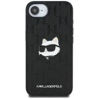 Karl Lagerfeld Monogram Choupette Head Pin viedtālruņa apvalks iPhone 16e - melns