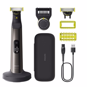 Philips OneBlade Pro 360 QP6652/61 – bezvadu sejas un ķermeņa trimmeris mitrai un sausai lietošanai, 20 garuma iestatījumi, pelēks / melns