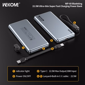 Portatīvais lādētājs WK Design „WP-60“ zils 5000mAh (22.5W)
