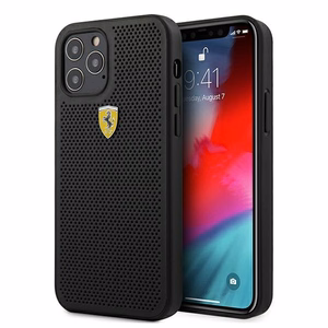Ferrari FESPEHCP12LBK iPhone 12 Pro Max 6.7" melns/melns cietais apvalks On Track Perforated