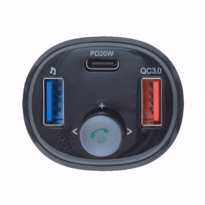 ART FM transmiters bluetooth 5.0 + USB A QC3.0 + Typ C (kopā 30W) FM-73 melns