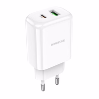 Borofone sienas lādētājs BN4 Potential - USB + Type C - QC 3.0 PD 2.0 20W balts