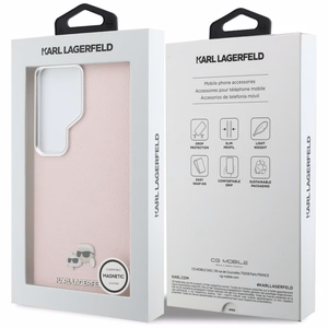 Karl Lagerfeld maciņš Saffiano KC Metal Logo MagSafe Samsung Galaxy S26 Ultra rozā