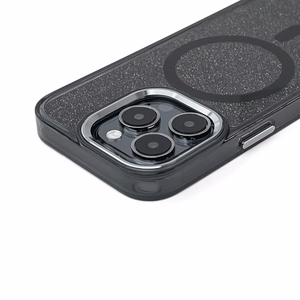 Spīdīgs vāciņš ar mirdzumiem priekš Samsung Galaxy S26, saderīgs ar MagSafe - melns