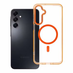 Ar MagSafe saderīgs Frame Clear Hybrid Mag Cover maciņš Samsung A16, Hermes oranžā krāsā