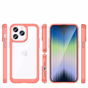 Outer Space viedtālruņa apvalks iPhone 14 Pro cietais vāks ar gēla rāmi sarkana