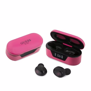 GUESS bezvadu austiņas bluetooth TWS + dokstacija GUTWST31EM purpursarkans