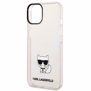 Karl Lagerfeld Caurspīdīgs Choupette Viedtālruņa apvalks iPhone 14 Plus / 15 Plus 6.7" - rozā