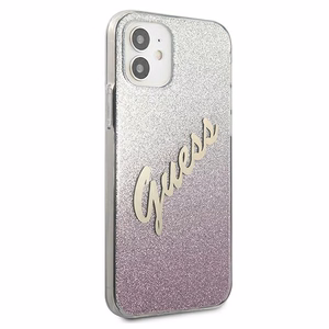 Guess GUHCP12SPCUGLSPI iPhone 12 mini 5.4" rozā/rozā cietais apvalks Glitter Gradient Script