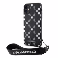 Karl Lagerfeld KLHCN61SAKLMBSK iPhone 11 / Xr 6.1" melns cietais viedtālruņa apvalks Monogramma Losange Saffiano