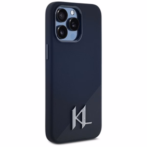 Karl Lagerfeld Silicone Shadow Metal Initial MagSafe Case for iPhone 15 Pro Max Black
