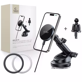 Tech-Protect mm15W-V5 magnētiskais MagSafe auto turētājs panelim/stiklam/ventilācijai melns