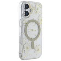 Guess Resin Flowers Glitter MagSafe iPhone 16 viedtālruņa apvalks (m) - smilškrāsas (m)