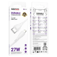 Borofone Kabelis BX121 Energy - Type C uz Lightning - PD 27W 1 metrs balts