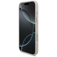 Guess 4G trīsstūra logotipa un platas siksnas metāla pogu magnētiskais vāciņš iPhone 17 Pro Max – rozā